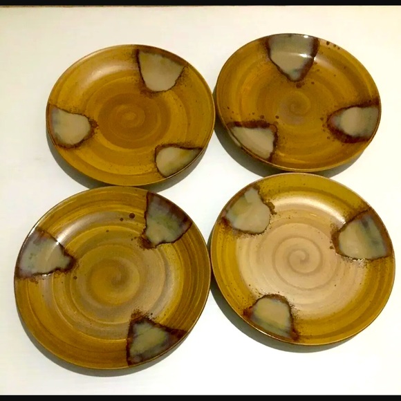 SANGO SPLASH BROWN Dinner Salad Plate 8-1/4" SET OF FOUR 4 Partially Glazed 4951 - Picture 12 of 12